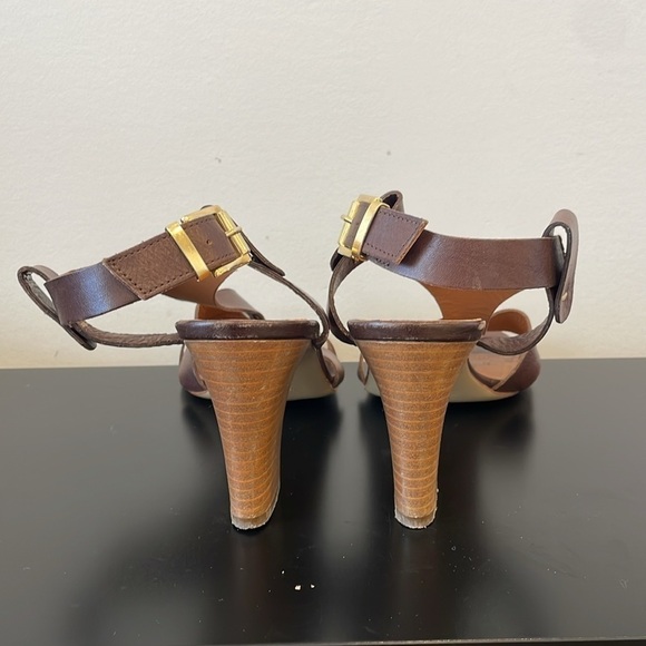 Leonardo Principi Vero Cuoio brown leather heel sandals strap Italy 40 (9) - Picture 4 of 8